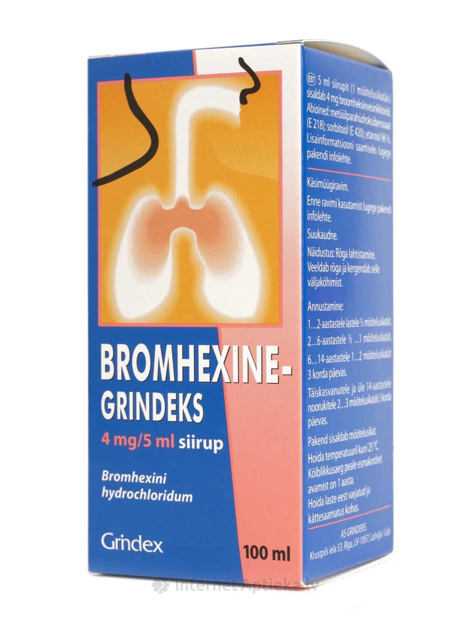 Grindeks bromheksiini siirup, 100 ml | internetaptieka.lv