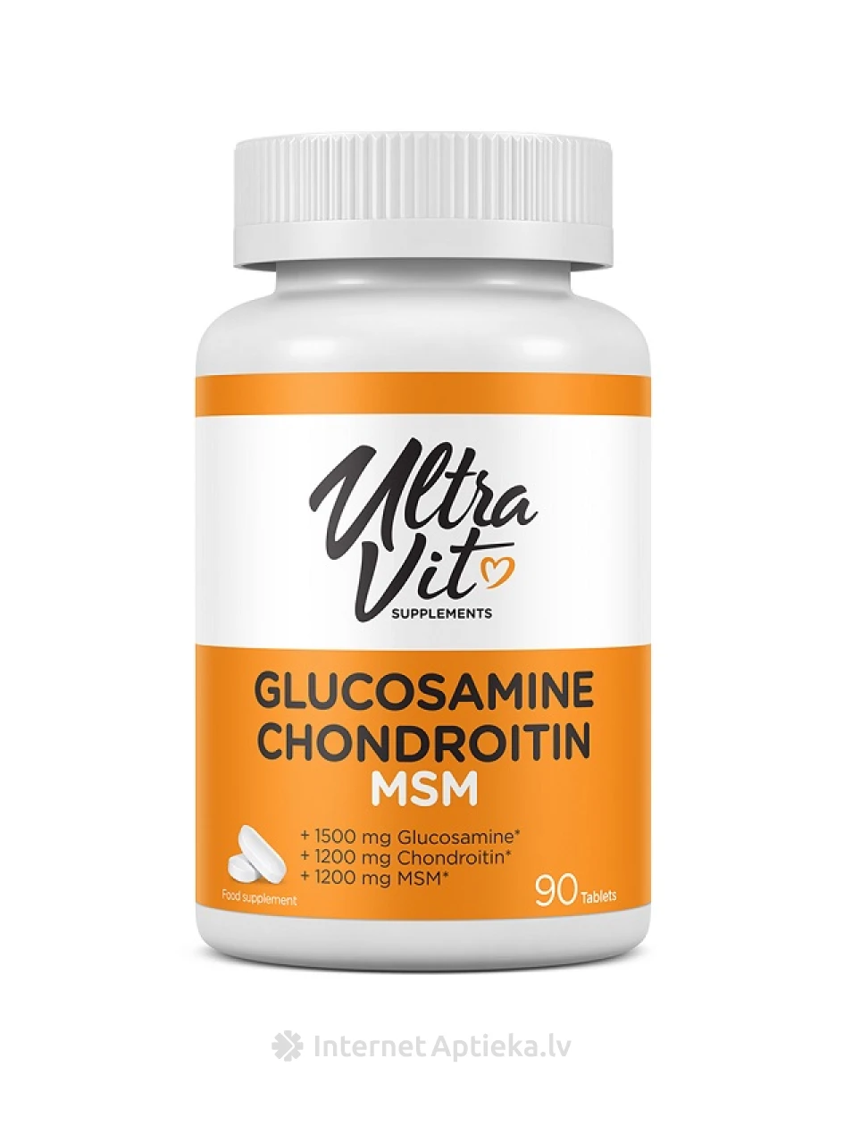 ULTRAVIT Glucosomine Chondroitin MSM, 90 tabletes | internetaptieka.lv