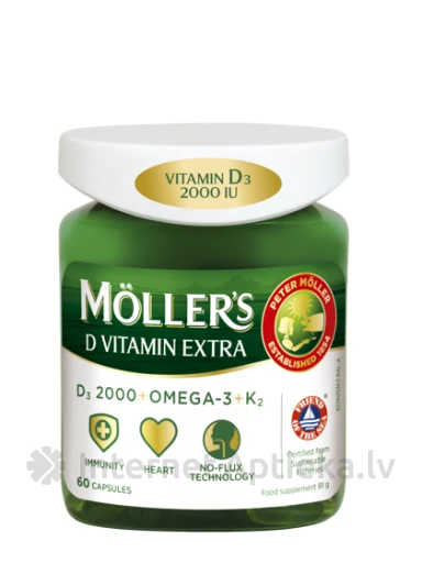Möller′s D vitamin Extra un Omega-3, 60 kapsulas | internetaptieka.lv