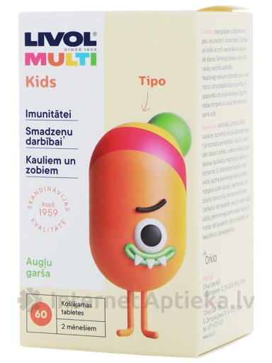 Livol Multi Kids жевательные таблетки с фруктовым вкусом, 60 таблеток | internetaptieka.lv