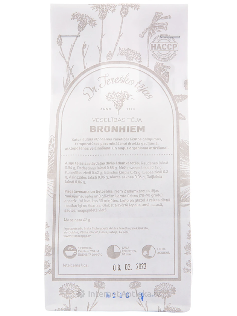 Dr. Tereško чай для бронхов, 60 г | internetaptieka.lv