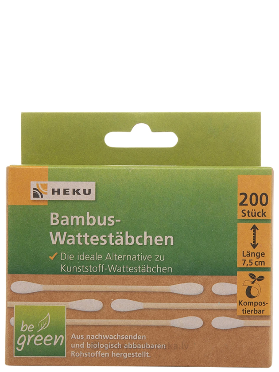 Бамбуковые ватные палочки HEKU, 200 шт. | internetaptieka.lv