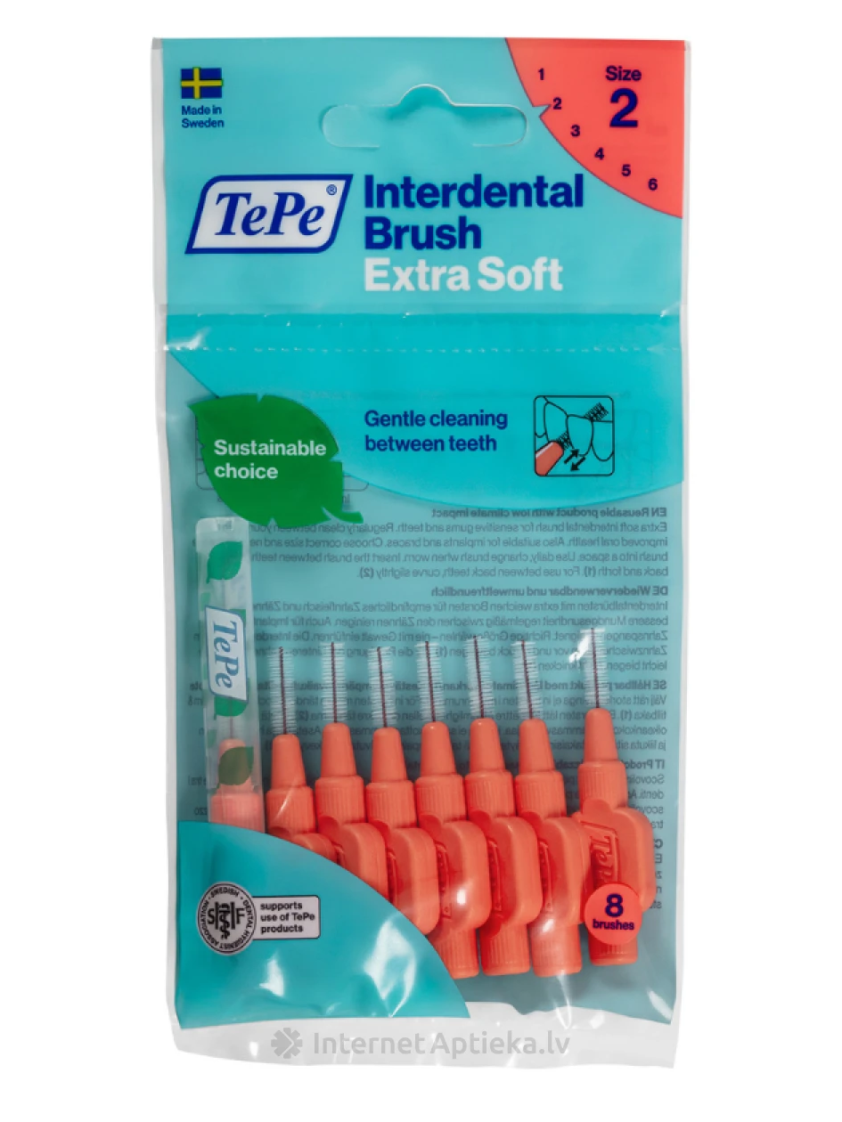 TePe Interdental Brush hambavaheharjad 0,5 mm, helesinine, X-soft (eriti pehme), 8 tk | internetaptieka.lv