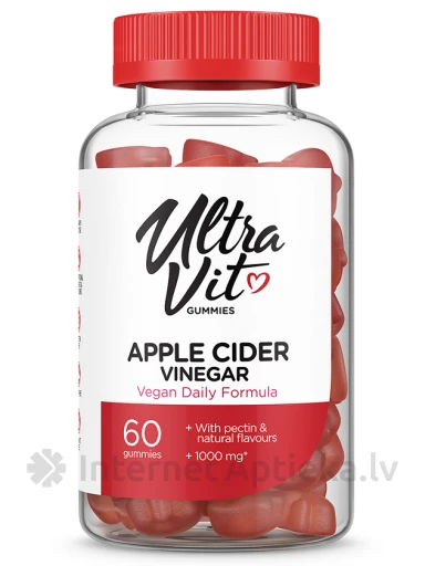 UltraVit Gummies Apple Cider Vinegar, 60 košlājamās tabletes | internetaptieka.lv