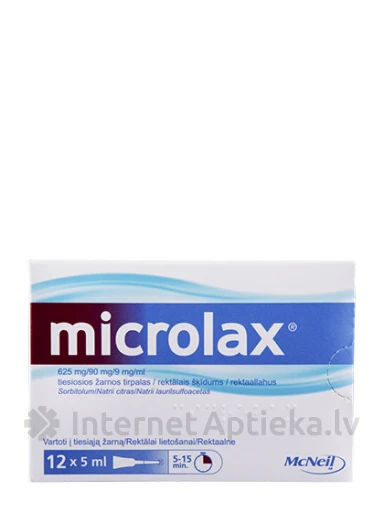Microlax rektālais šķīdums 5 ml, 12 gab. | internetaptieka.lv