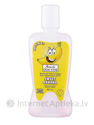 FAMILY DOCTOR Sweet Banana Детский ополаскиватель для полости рта 6+, 360 мл | internetaptieka.lv