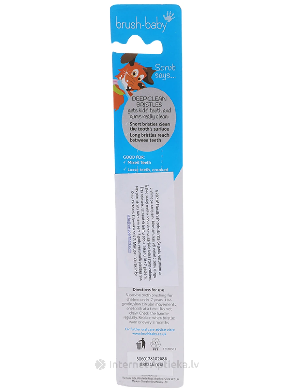 Brush-Baby FlossBrush Zobu birste rozā 6+ gadi, 1 gb. | internetaptieka.lv