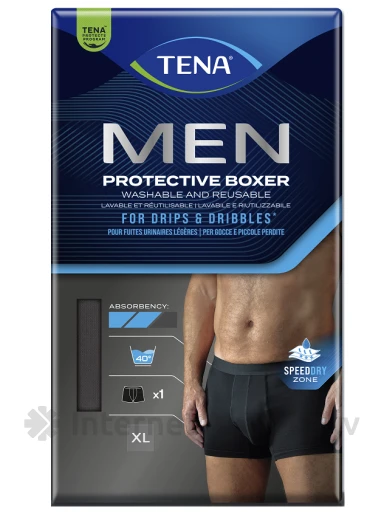 TENA MEN Prot Boxer Black XL bokseršorti, 1 gb. | internetaptieka.lv
