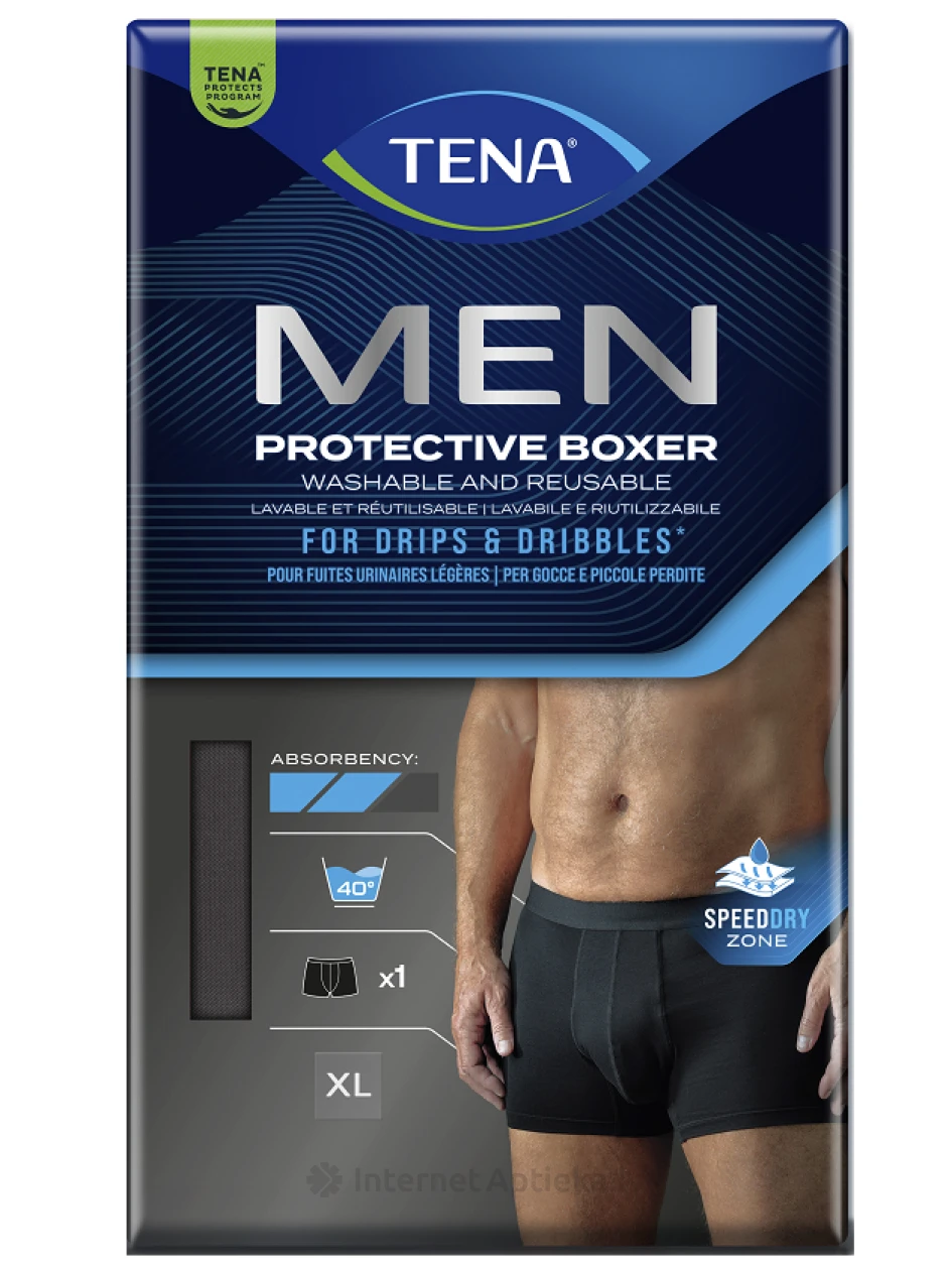 TENA MEN Prot Boxer Black XL bokseršorti, 1 gb. | internetaptieka.lv