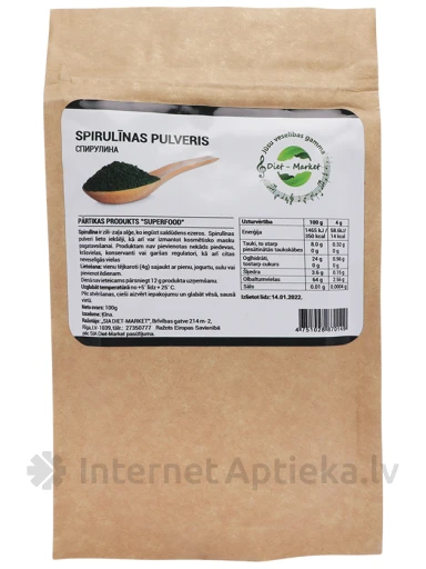 Bio Spirulīnas pulveris, 100 g | internetaptieka.lv