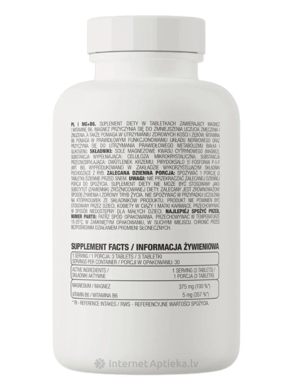 OstroVit Mg + B6 tabletės, 90 vnt. | internetaptieka.lv