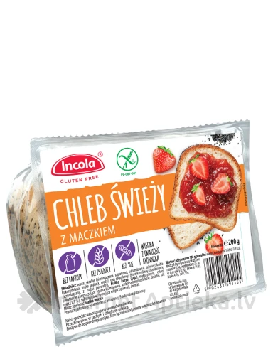 Incola bezglutēna maize ar magoņu sēklām, 350 g | internetaptieka.lv