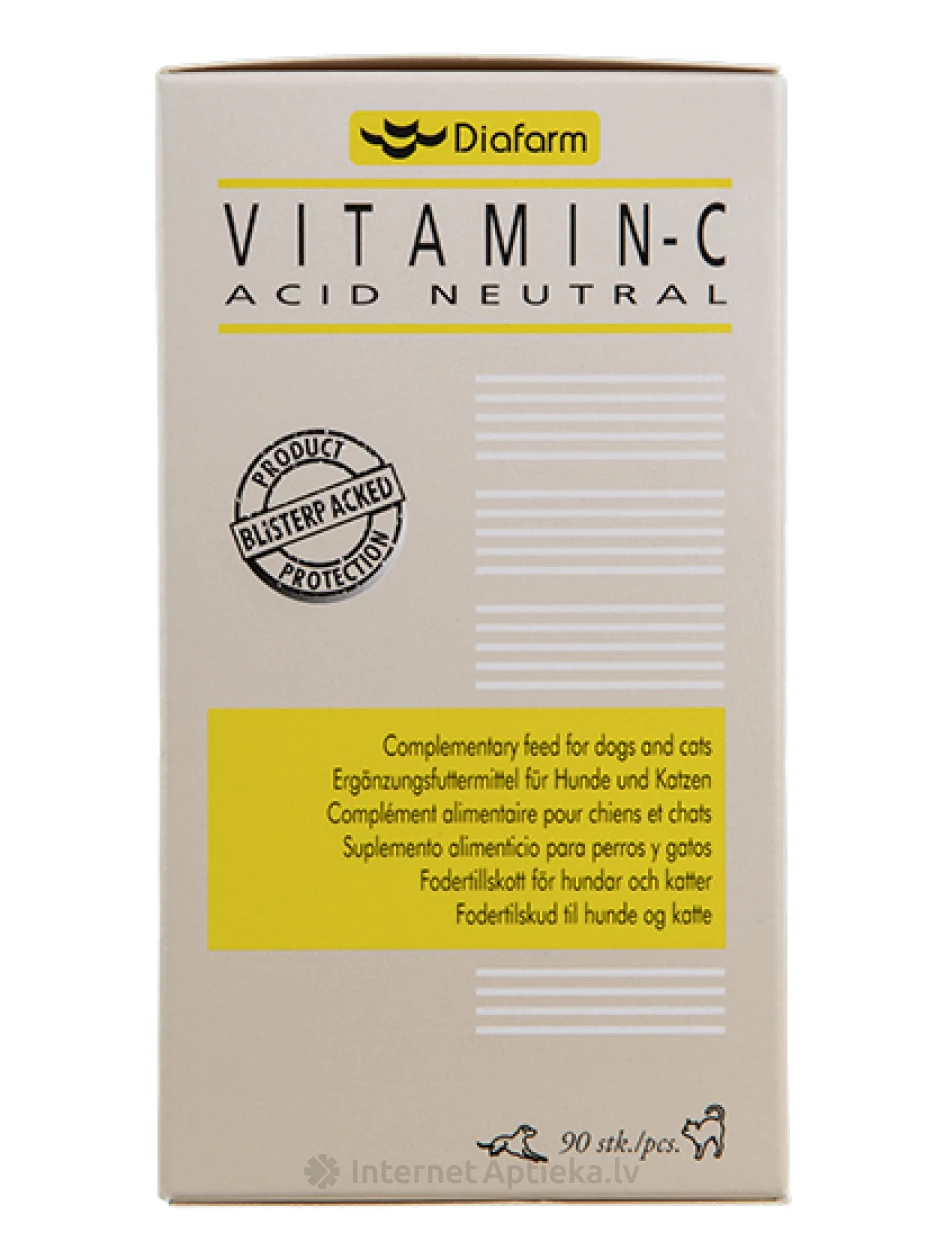 Diafarm C vitamīns suņiem un kaķiem, 90 tabletes | internetaptieka.lv