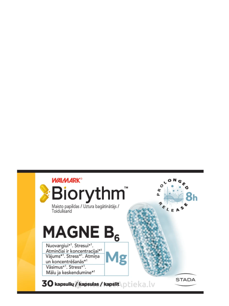 BIORYTHM MAGNE B6, 30 kapslit | internetaptieka.lv