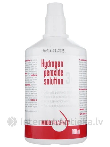 Ūdeņraža peroksīda šķīdums 3%, 100 ml | internetaptieka.lv