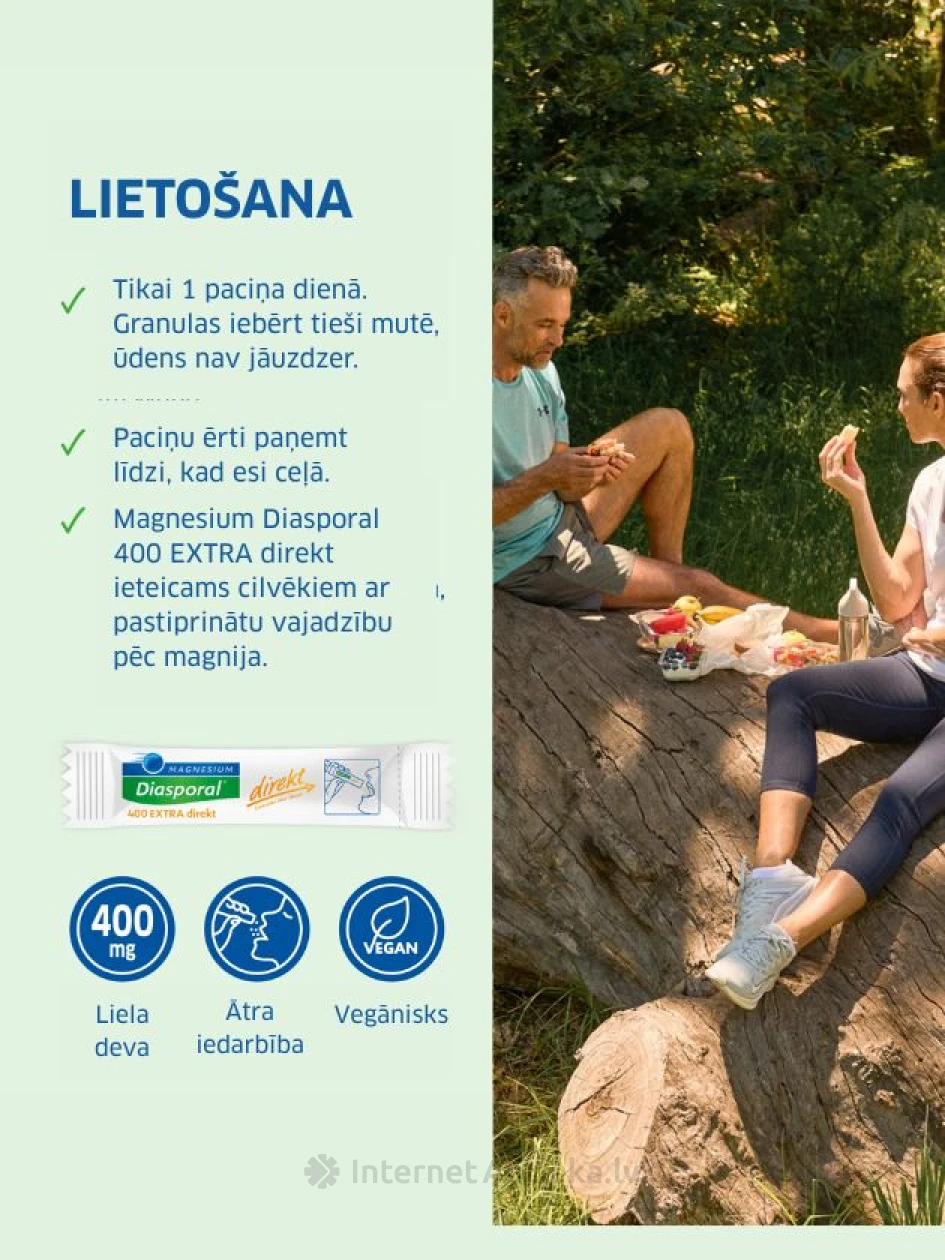 Magnesium Diasporal Extra Direkt 400 mg (magnijs), apelsīnu, 20 paciņas | internetaptieka.lv