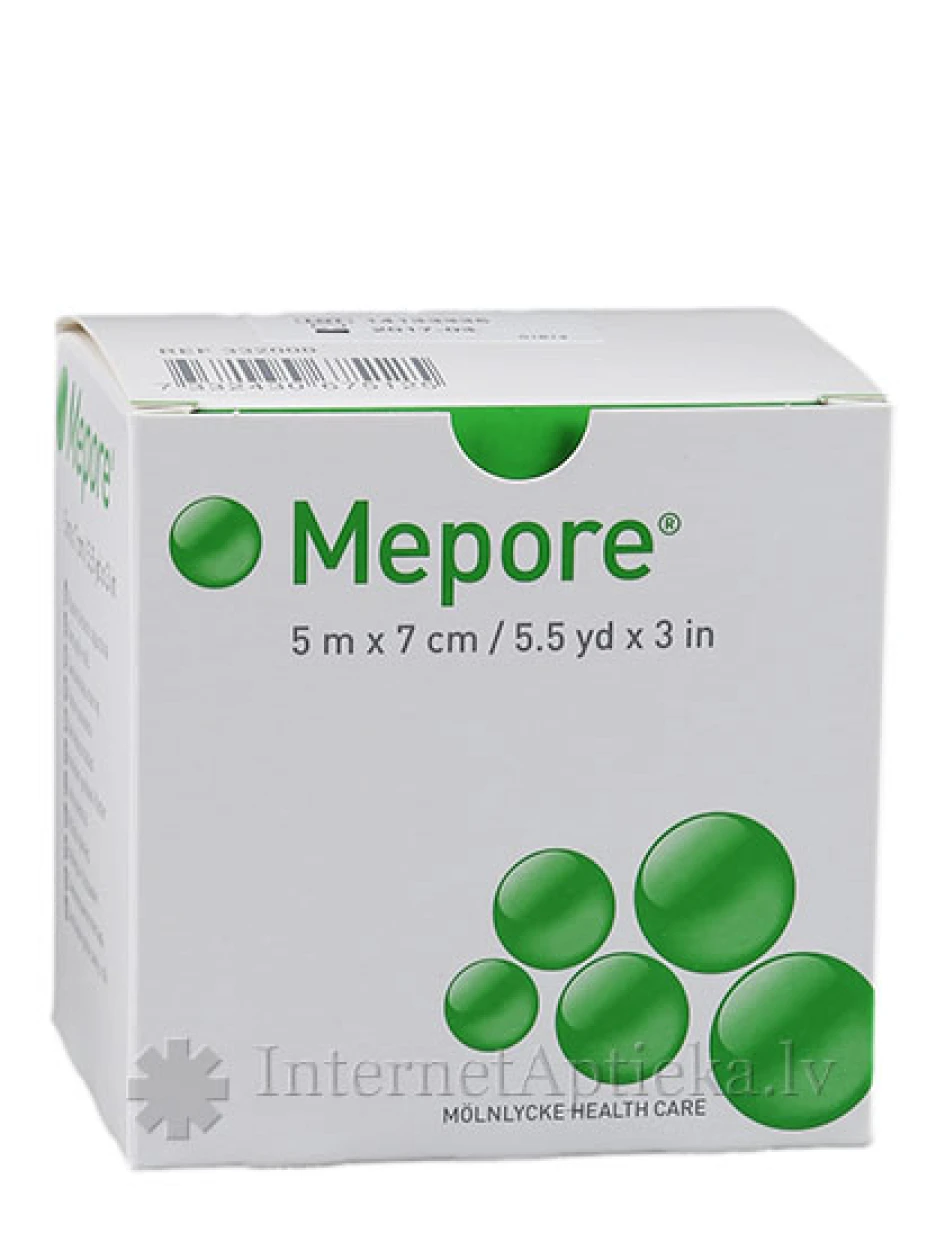 Mepore plāksteris 5 m x 7 cm, 1 gb. | internetaptieka.lv