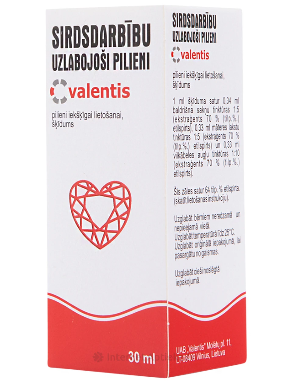 Valentis Sirdsdarbību uzlabojoši pilieni, 30 ml | internetaptieka.lv