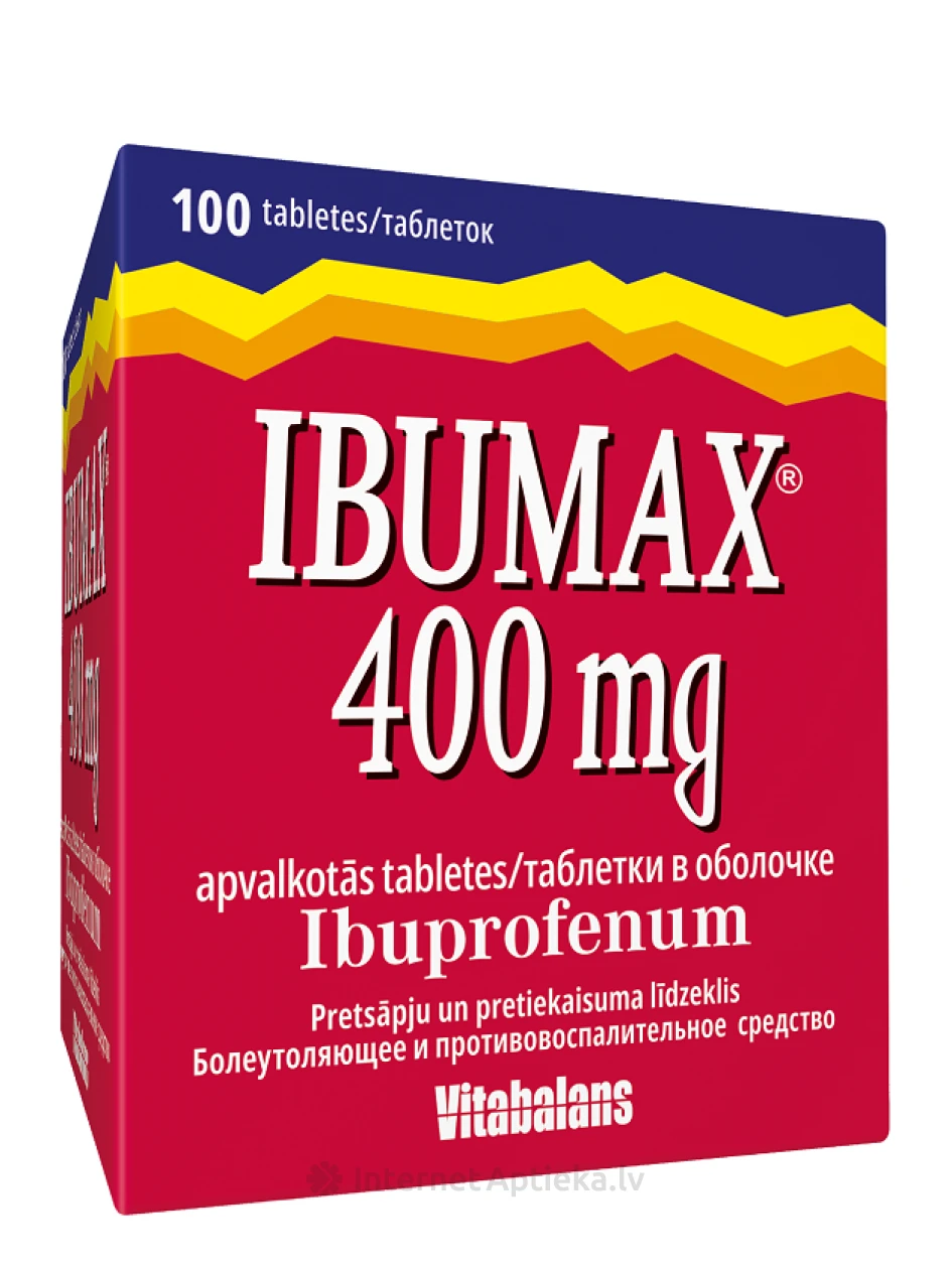 Ibumax 400 mg apvalkotās tabletes, 100 gb. | internetaptieka.lv