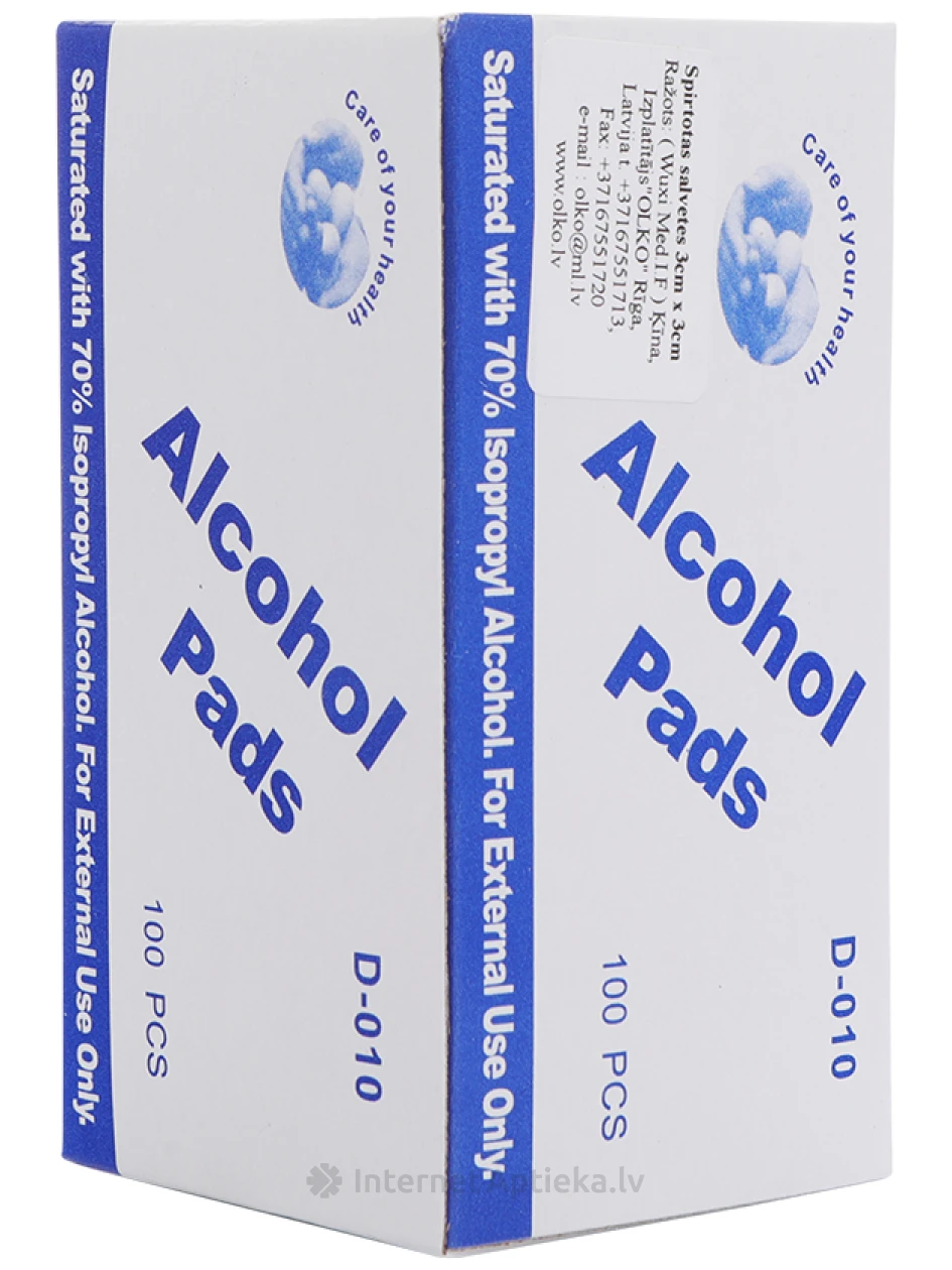 Injekciju spirtotās salvetes dezinfekcijai, 100 gb. | internetaptieka.lv