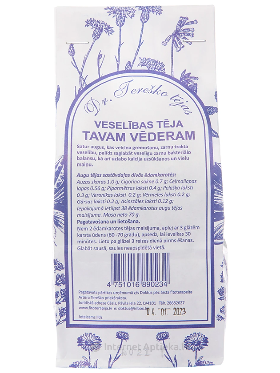 Dr.Tereško tēja Tavam vēderam, 95.5 g | internetaptieka.lv
