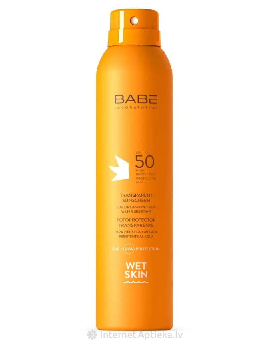 Babē saules aizsarglīdzeklis caurspīdīgs mitrai ādai SPF 50, 200 ml | internetaptieka.lv