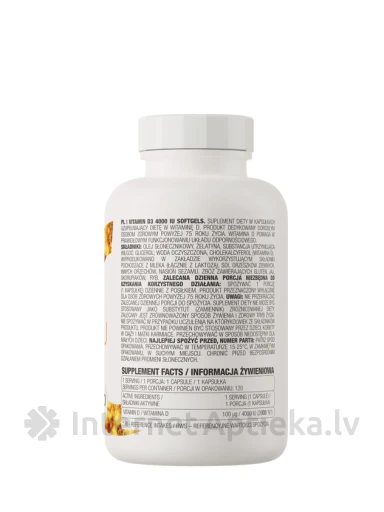 OstroVit Vitamin D3 4000 IU softgels kapsulas, 120 gb. | internetaptieka.lv