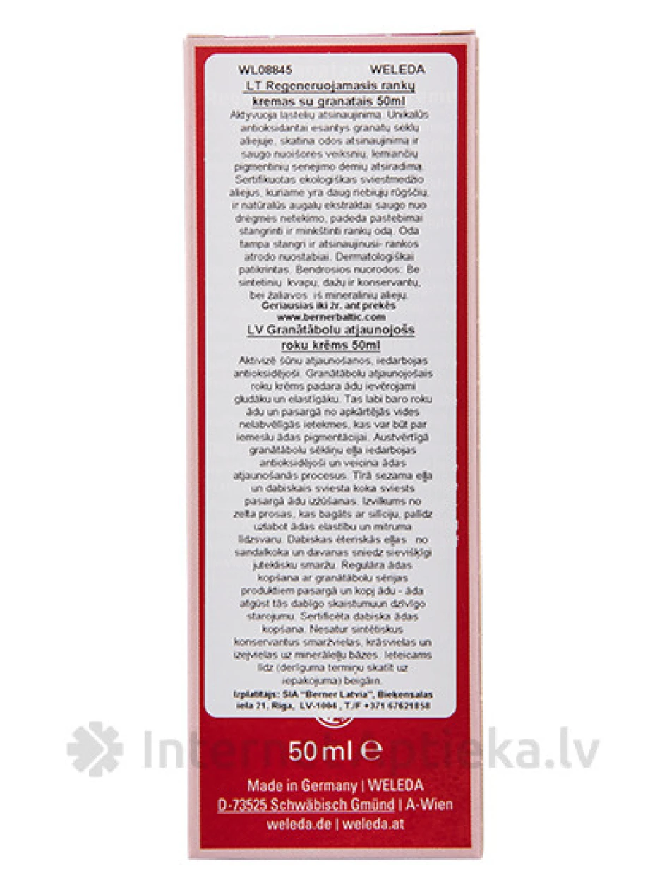 Weleda Granātābolu atjaunojošs roku krēms, 50 ml | internetaptieka.lv