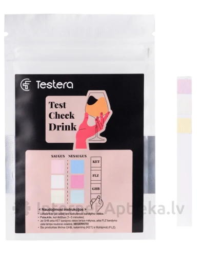 Testera Drink Check Tests dzērienu drošības nodrošināšanai (KET, FLZ, GHB), 1×5 gb. | internetaptieka.lv