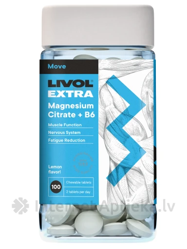 LIVOL EXTRA Magnija Citrāts + B6, 100 tabletes | internetaptieka.lv