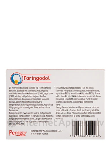 Faringodol Forte 150 mg, 16 пастилок | internetaptieka.lv