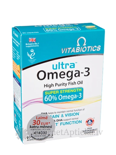 vitabiotics Ultra Omega-3, 60 kapsulas | internetaptieka.lv