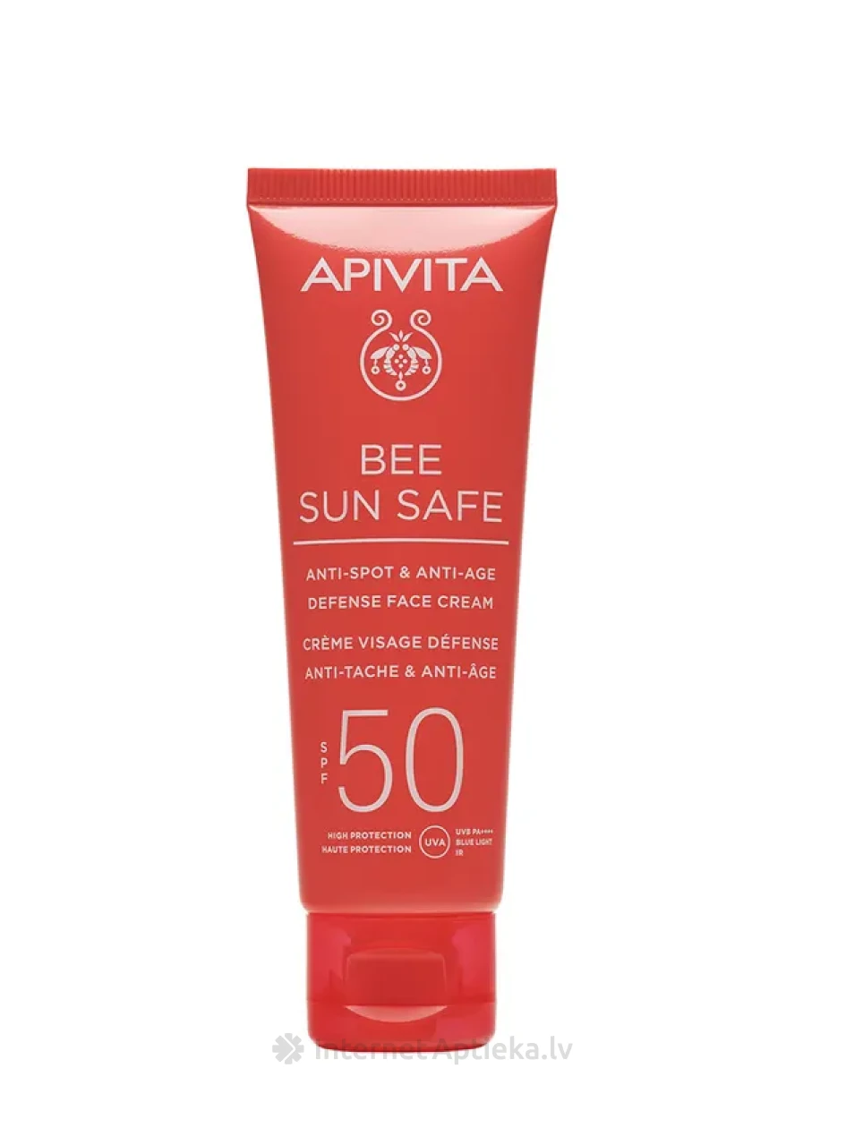 APIVITA BEE SUN SAFE pigmentacijos ir senėjimo prevencijos veido kremas SPF50, 50 ml | internetaptieka.lv