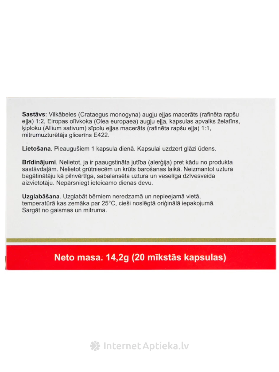 Комплекс боярышника, 20 капсул | internetaptieka.lv