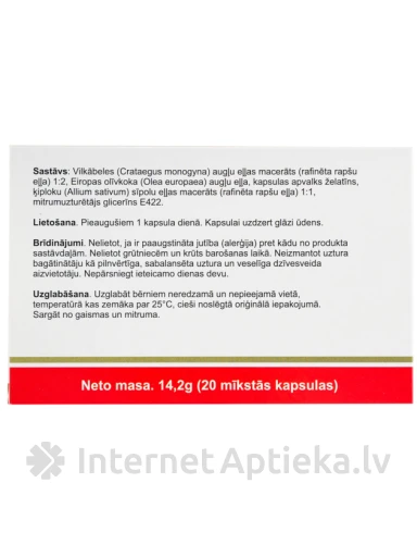 Vilkābeles Komplekss, 20 kapsulas | internetaptieka.lv