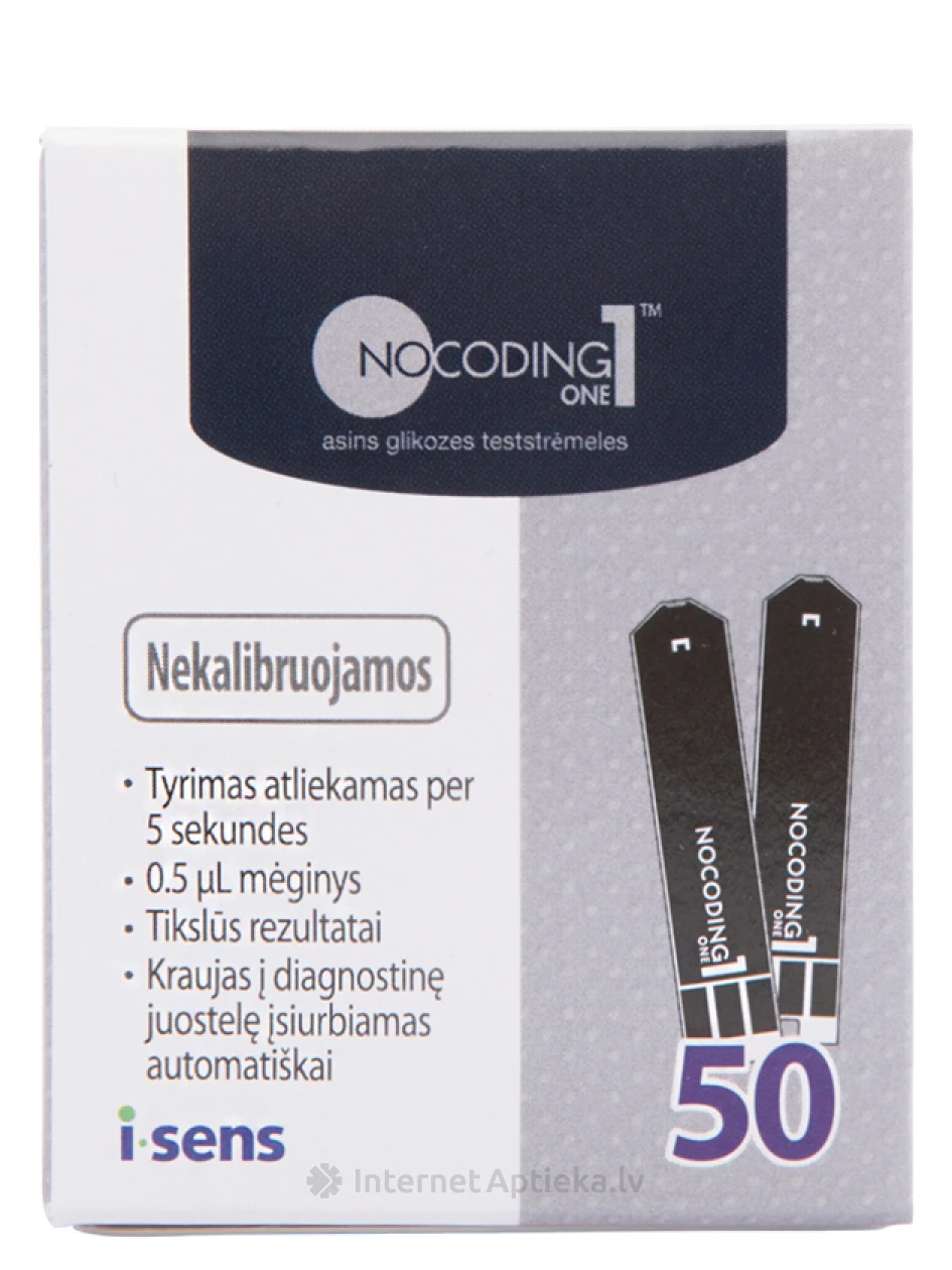 Teststrēmeles Nocoding 1 Plus, 50 gb. | internetaptieka.lv