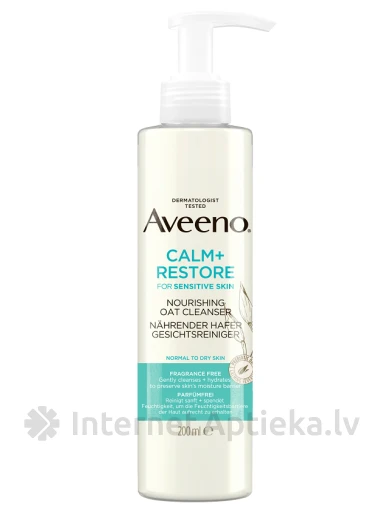 AVEENO Calm+Restore barojošs ādas attīrītājs ar auzām, 200 ml | internetaptieka.lv