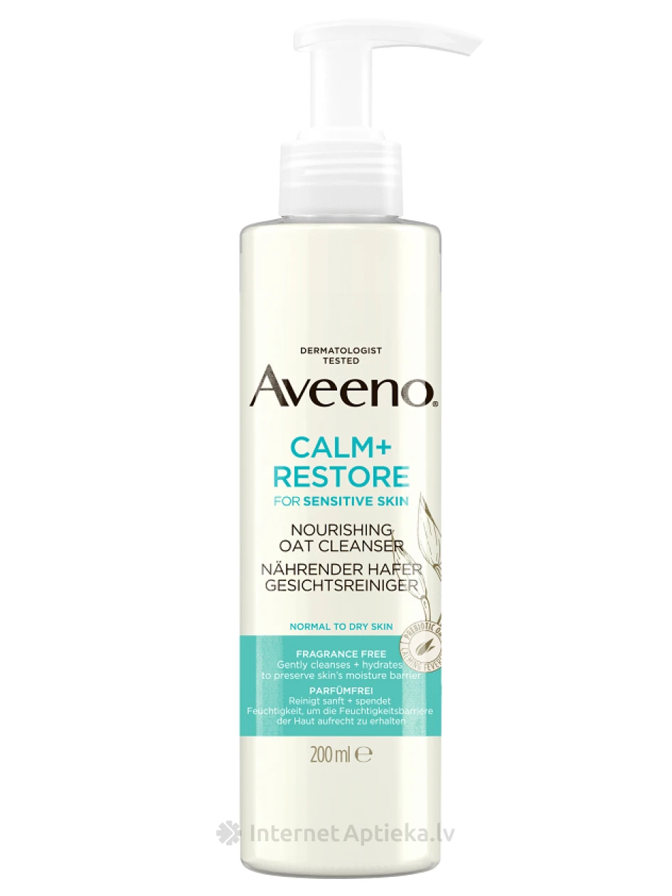 AVEENO Calm+Restore barojošs ādas attīrītājs ar auzām, 200 ml | internetaptieka.lv