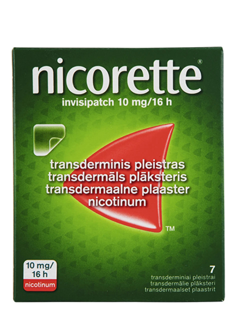 NICORETTE 10MG/16H TRANSDERMĀLIE PLĀKSTERI, 7 gb. | internetaptieka.lv