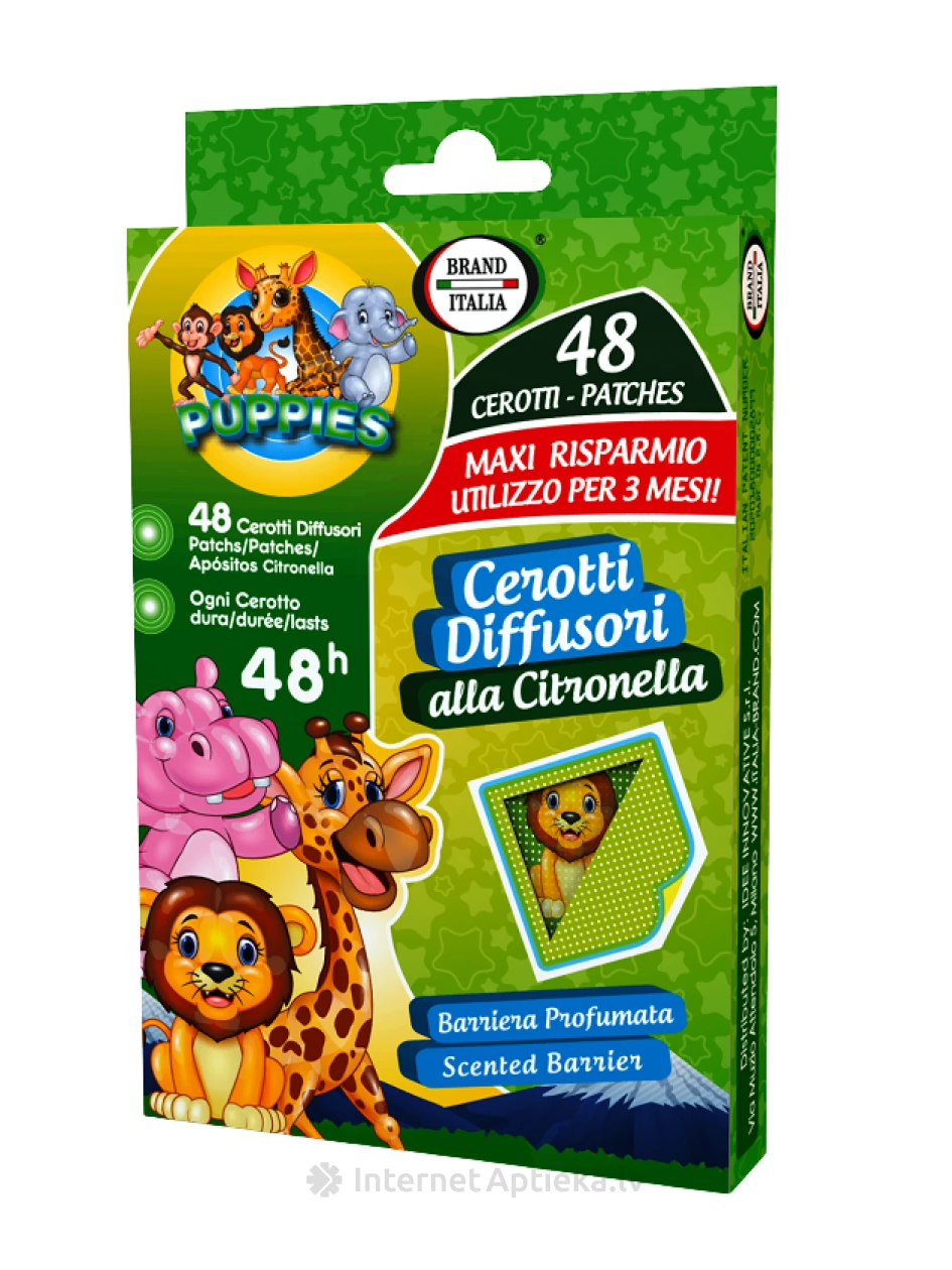 BRAND ITALIA пластыри от комаров Puppies Citronella, 48 шт. | internetaptieka.lv