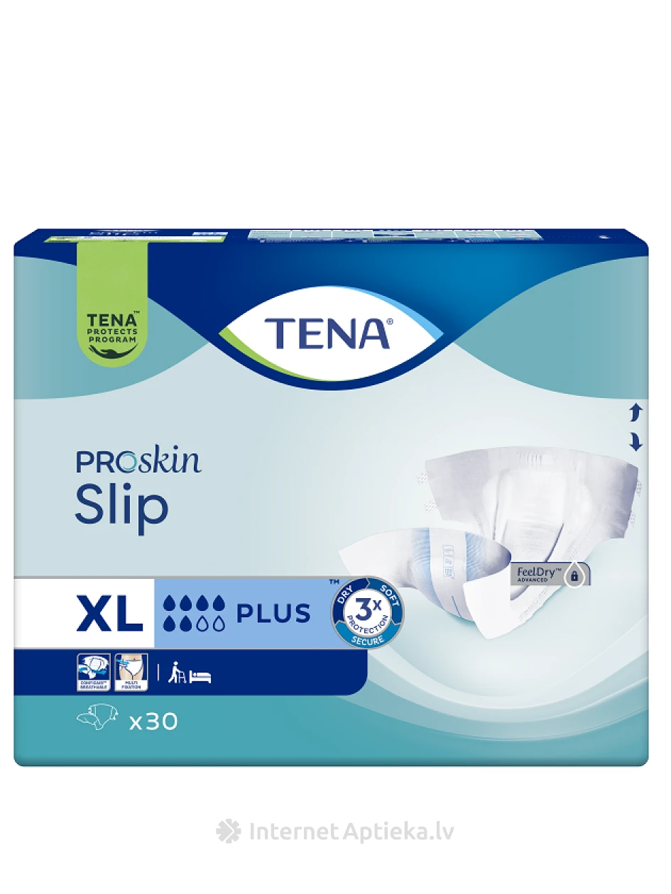 TENA Slip Plus püksmähe XL 120-160 cm, 30 tk. | internetaptieka.lv