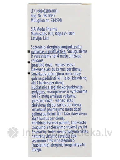 Allergodil 0.05 % acu pilieni, 6 ml | internetaptieka.lv