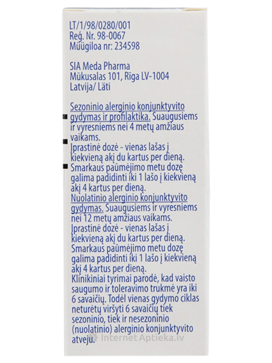 Allergodil 0.05 % acu pilieni, 6 ml | internetaptieka.lv