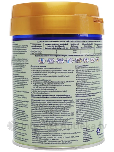 Friso Gold 2 piena maisījums no 6 mēn., 400 g | internetaptieka.lv
