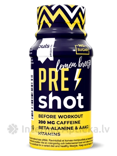 Puls pre-workout Lemon breeze šots, 60 ml | internetaptieka.lv
