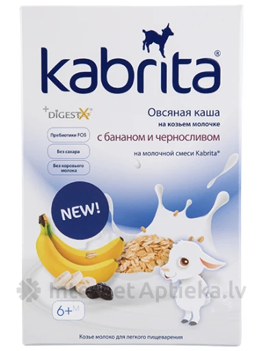 Kabrita kaerahelbepuder kitsepiima baasil banaanide ja ploomidega lastele alates 6. elukuust, 180 g | internetaptieka.lv