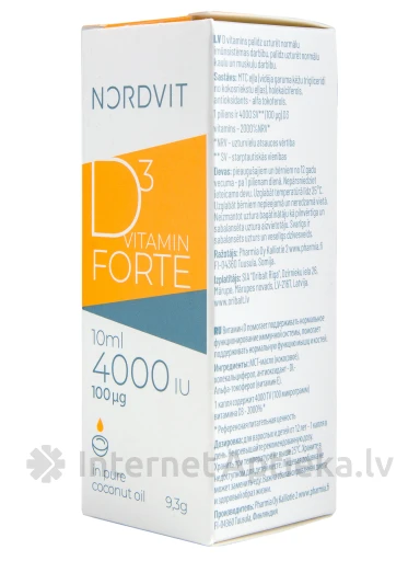 Nordvit D3 Vitamin Forte 4000 IU, 10 мл | internetaptieka.lv
