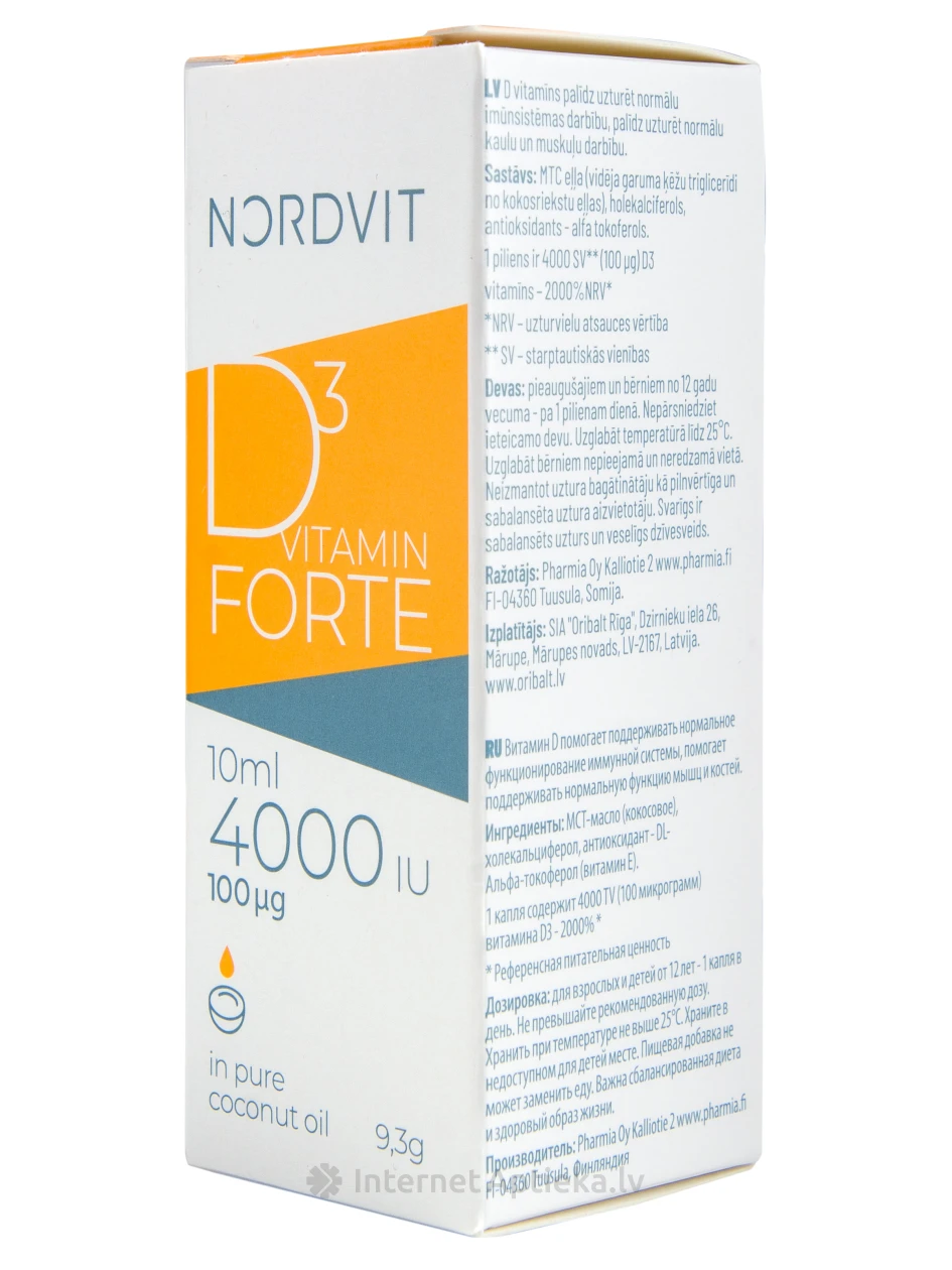 Nordvit D3 Vitamin Forte 4000 RÜ, 10 ml | internetaptieka.lv