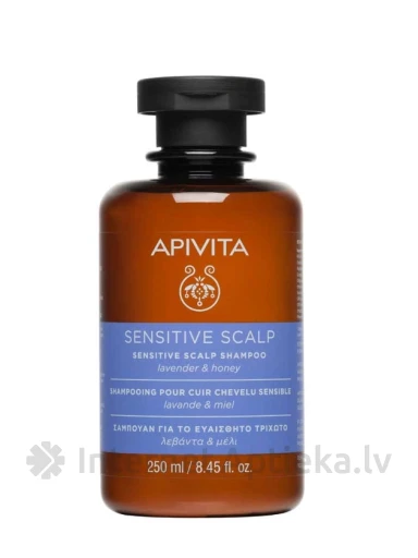 APIVITA Jautriai galvos odai šampūnas su prebiotikais ir medumi, 250 ml | internetaptieka.lv