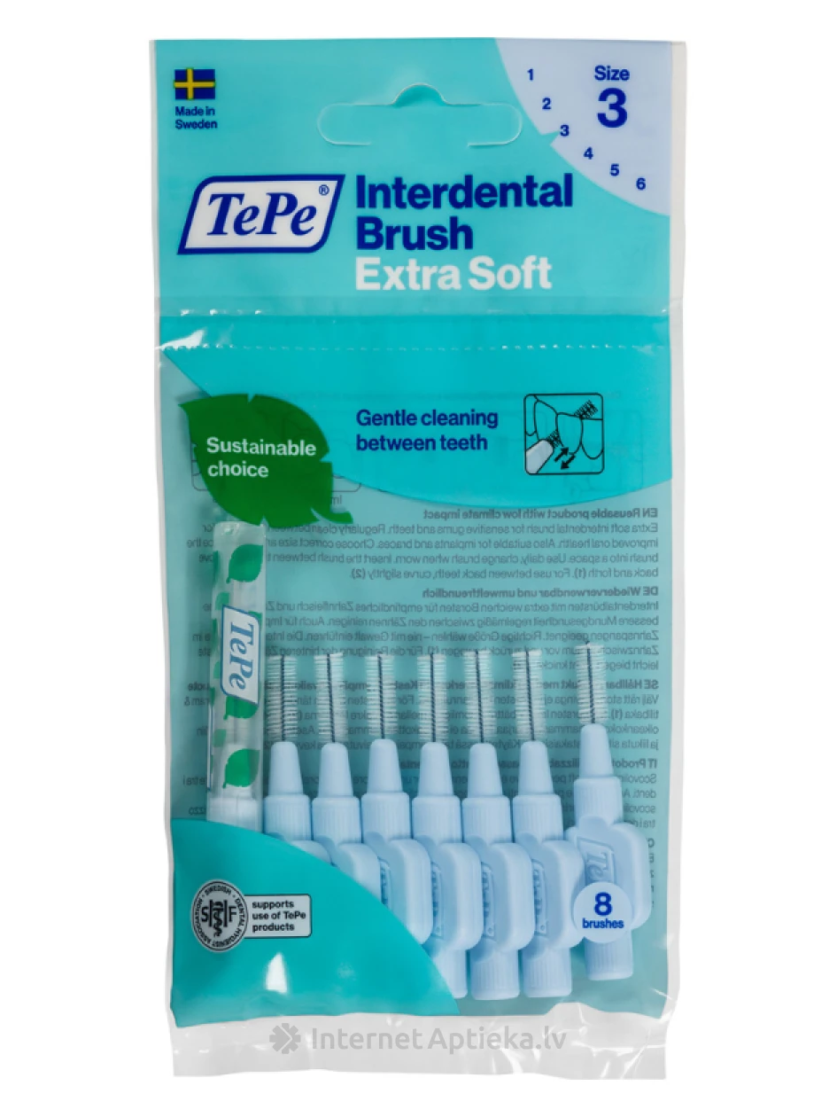 TePe Interdental Brush hambavaheharjad 0,6 mm, helesinine, X-soft (eriti pehme), 8 tk | internetaptieka.lv